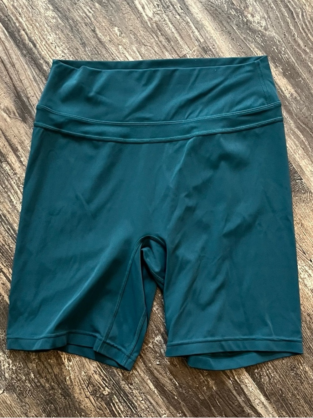 High-Rise Deep Teal Stomach Compression Yoga Shorts